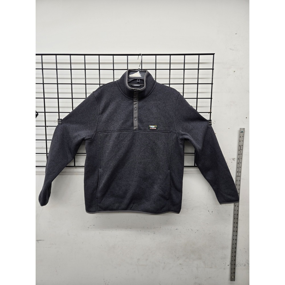 LL Bean Men's Sweater Fleece Pullover Charcoal Size L Slightly‎ Fitted